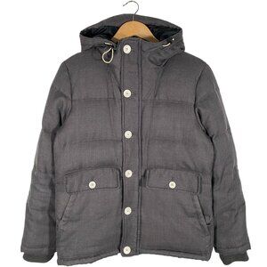 Beams Button Up Wool Hooded Utility Puffer Parka Gray mens size JPN medium